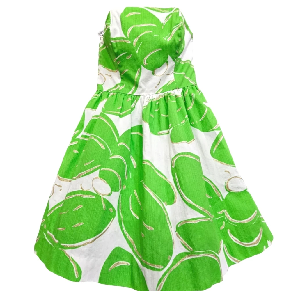 Nwot Lilly Pulitzer Strapless Stinger Bee White/Green/Gold Lottie Summer Dress - Picture 17 of 17